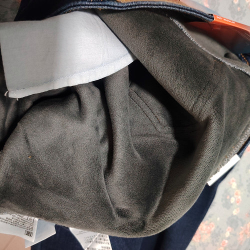 冬季新款男士高彈力高腰一體水貂絨合體小直筒加絨牛仔棉褲