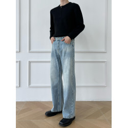 男笙【A字直筒版型】秋冬季高品質95棉直筒寬鬆休閒14盎司牛仔褲