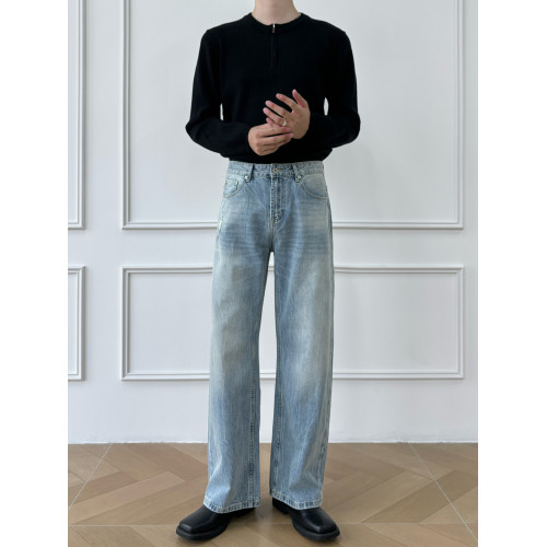 男笙【A字直筒版型】春夏季高品質cleanfit直筒寬鬆休閒A字牛仔褲