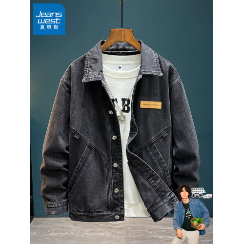 真維斯加絨牛仔夾克男秋冬2025新款潮流休閒上衣百搭男士工裝外套