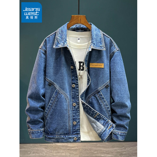 真維斯加絨牛仔夾克男秋冬2025新款潮流休閒上衣百搭男士工裝外套