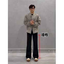 小個子提檔微喇牛仔褲男款冬季修身顯腿長加絨褲子黑色直筒彎刀褲