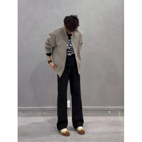 小個子提檔微喇牛仔褲男款冬季修身顯腿長加絨褲子黑色直筒彎刀褲