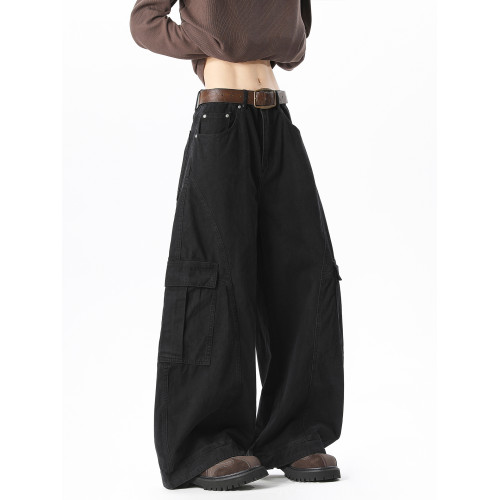 加長工裝褲男高個子大碼寬鬆加絨加厚冬季拖地褲190cm大口袋褲子