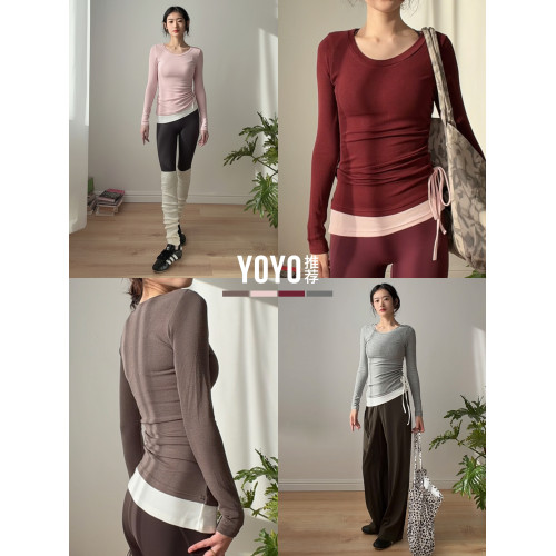 yoyo推薦訓練健身瑜珈服女高級感絕美普拉提上衣秋冬運動長袖套裝