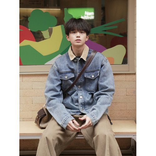 GOGOSOON繙領巴恩風獵裝牛仔外套男2026新款春秋復古工裝短款夾克