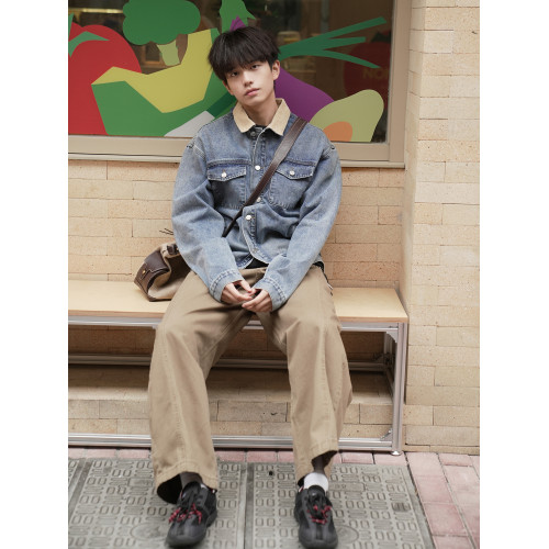 GOGOSOON繙領巴恩風獵裝牛仔外套男2026新款春秋復古工裝短款夾克