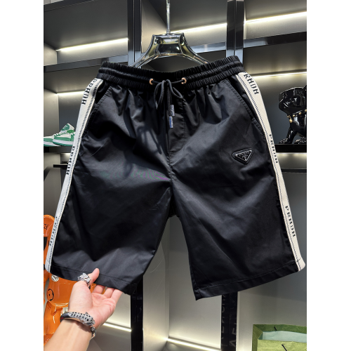 男士高級歐貨織帶冰絲休閒短褲2025新款夏季潮牌修身沙灘五分褲男