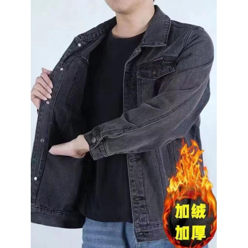 乾活牛仔外套男士秋冬加絨加厚休閒夾克勞保防燙耐磨工作服上衣