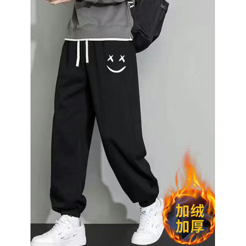 2026加絨衛褲男秋冬季寬鬆束腳休閒褲子男學生大碼潮流運動褲子男