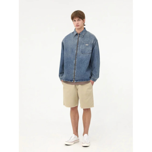 paragraph牛仔外套拉鍊簡約百搭寬鬆地球上衣男女韓國東大門