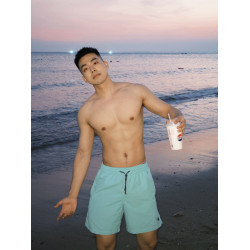 夏日海邊沙灘螃蟹刺綉速乾四分褲男美式休閒寬鬆運動不過膝短褲