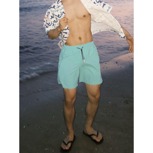 夏日海邊沙灘螃蟹刺綉速乾四分褲男美式休閒寬鬆運動不過膝短褲