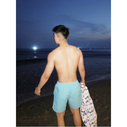 夏日海邊沙灘螃蟹刺綉速乾四分褲男美式休閒寬鬆運動不過膝短褲