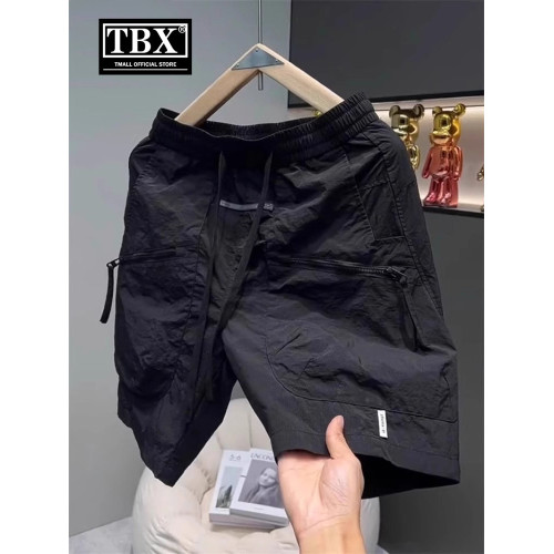 白色冰絲工裝短褲男士夏季2026新款外穿休閒五分褲運動沙灘褲男款