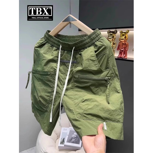 白色冰絲工裝短褲男士夏季2026新款外穿休閒五分褲運動沙灘褲男款