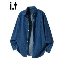 it :5cm/FIVECM時尚潮流繙領牛仔襯衫男款2025春秋季寬鬆休閒上衣