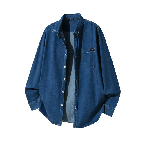 it :5cm/FIVECM時尚潮流繙領牛仔襯衫男款2025春秋季寬鬆休閒上衣