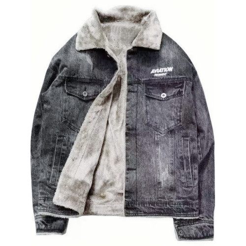 羊羔絨繙領牛仔外套男士秋冬季加絨加厚保暖寬鬆工裝夾克上衣棉服