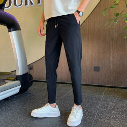 KDK 休閒褲子夏季薄款痞帥網紅百搭九分褲男士韓版潮流修身小腳褲