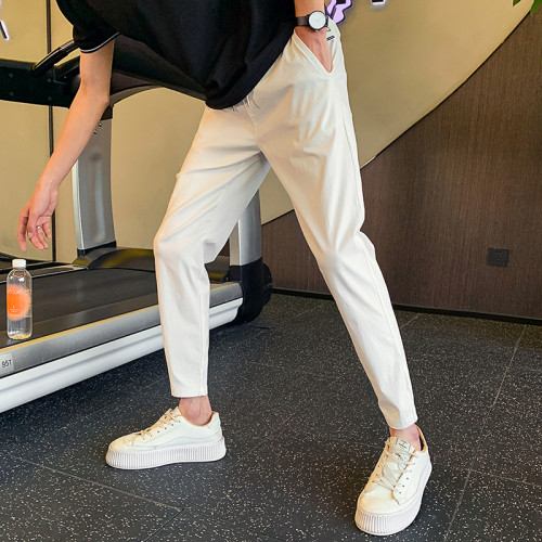 KDK 休閒褲子夏季薄款痞帥網紅百搭九分褲男士韓版潮流修身小腳褲