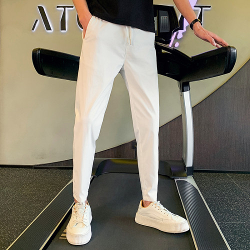 KDK 休閒褲子夏季薄款痞帥網紅百搭九分褲男士韓版潮流修身小腳褲