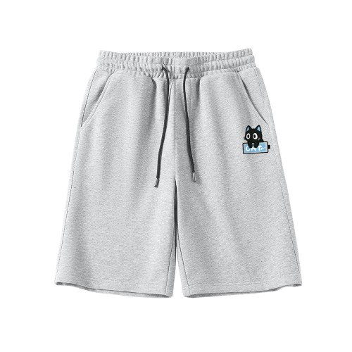 廻力青少年純棉休閒短褲男日系卡通印花五分褲透氣吸汗休閒運動褲