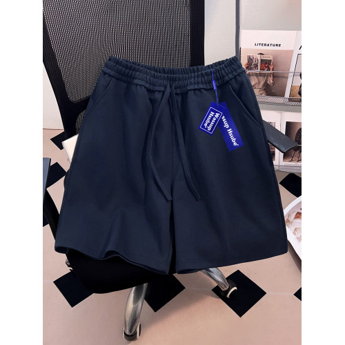 WASSUP美式純色運動時尚五分褲褲子男女街頭藏青色夏季休閒風短褲