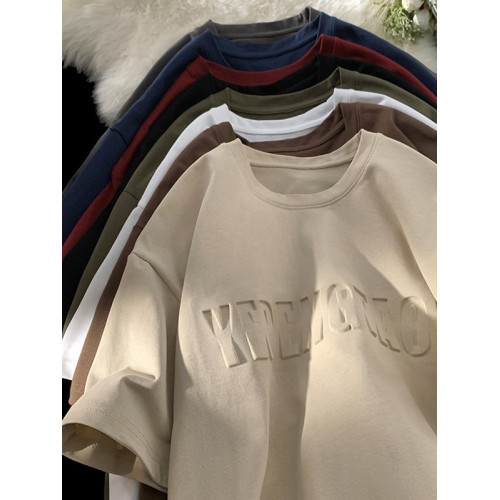 美式260g高克重鋼母短袖T恤男潮牌復古日系大碼寬鬆胖子體恤