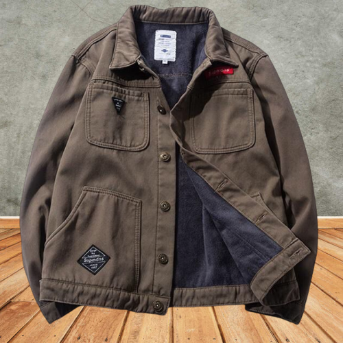 美式重磅復古工裝夾克男冬季乾活穿的加絨寬鬆工作耐髒耐磨外套潮