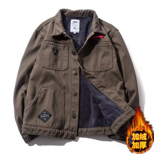 美式重磅復古工裝夾克男冬季乾活穿的加絨寬鬆工作耐髒耐磨外套潮
