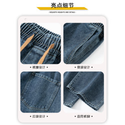 黑色牛仔褲男冬季加絨直筒寬鬆青少年長褲新款男生工裝褲子男秋季