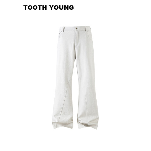 鄭一愛穿搭【顯瘦黑武士2.0】微彈男純色寬鬆休閒微喇大碼牛仔褲