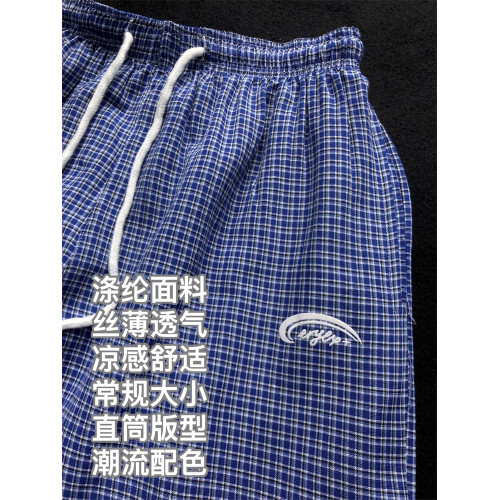 2026新款夏季薄款藍色格子短褲男生居家外穿五分褲子寬鬆休閒褲男