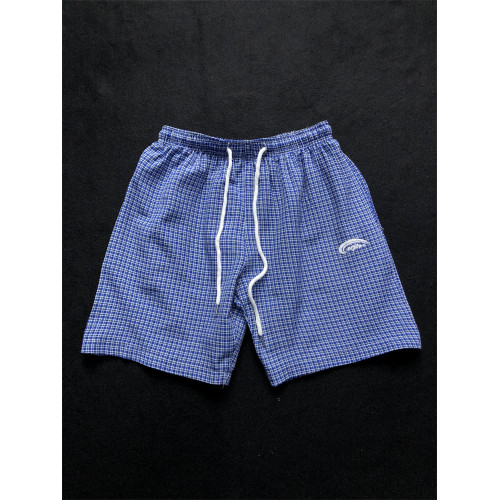 2026新款夏季薄款藍色格子短褲男生居家外穿五分褲子寬鬆休閒褲男