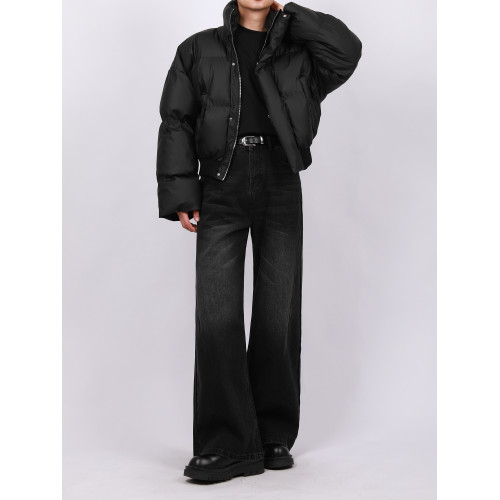 SEROEVER復古休閒小衆設計高級cleanfit垂感寬鬆濶腿拖地牛仔褲男