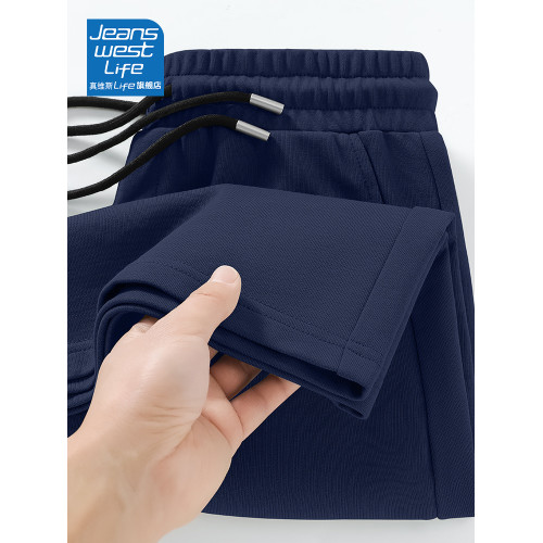 真維斯LIFE純棉休閒短褲男夏季藏青色寬鬆沙灘運動褲男士五分褲M