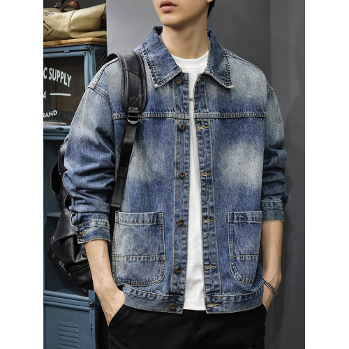 美式復古水洗牛仔外套男高級感重磅上衣工裝夾克秋季休閒痞帥男裝