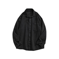 D4真維斯男女同款2026春季新款 寬鬆外穿休閒百搭繙領牛仔襯衫