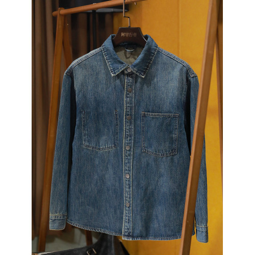 美式休閒做舊工裝牛仔襯衫男士新款秋季水洗寬鬆復古長袖襯衣外套