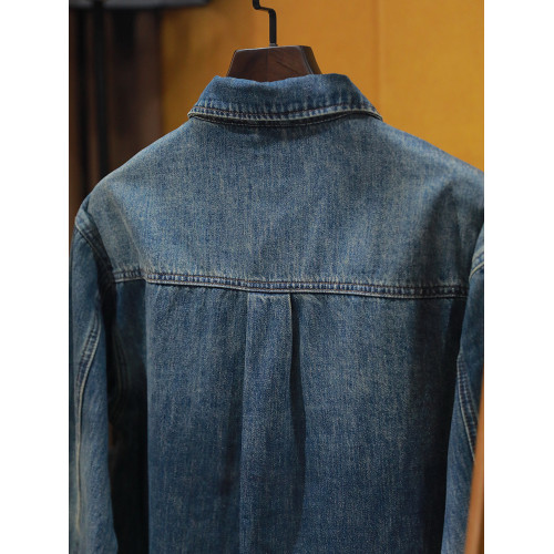 美式休閒做舊工裝牛仔襯衫男士新款秋季水洗寬鬆復古長袖襯衣外套