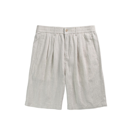 日系復古高品質親膚抗皺亞麻短褲男夏季潮流新款松緊腰純色五分褲