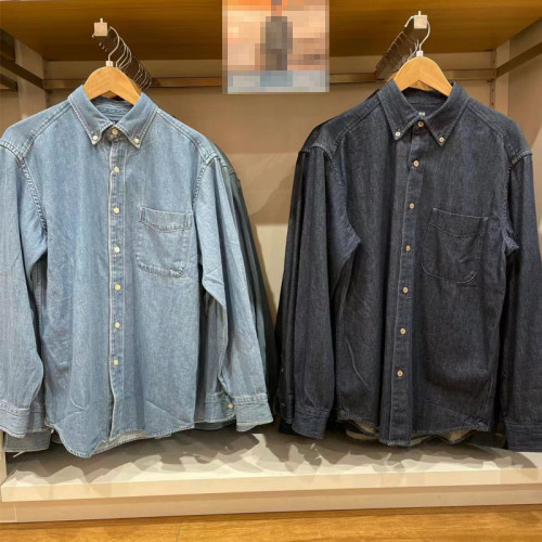 【試衣間】男女裝長袖牛仔襯衫外套水洗襯衣休閒通勤上衣466935