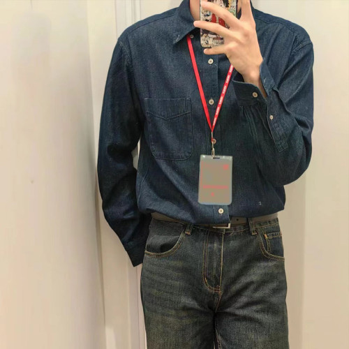 【試衣間】男女裝長袖牛仔襯衫外套水洗襯衣休閒通勤上衣466935