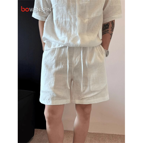 老錢風白色亞麻短褲男士2026新款夏季外穿輕薄透氣休閒五分褲男款