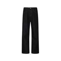 GTRG復古黑藍色丹甯寬鬆A字茶色明線不掉色14.2盎司原色牛仔長褲