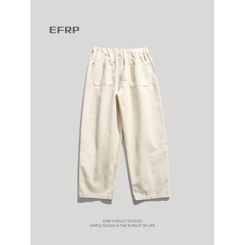 EFRP純色純棉基礎百搭直筒休閒褲男寬鬆褲子春秋款秋季長褲小衆