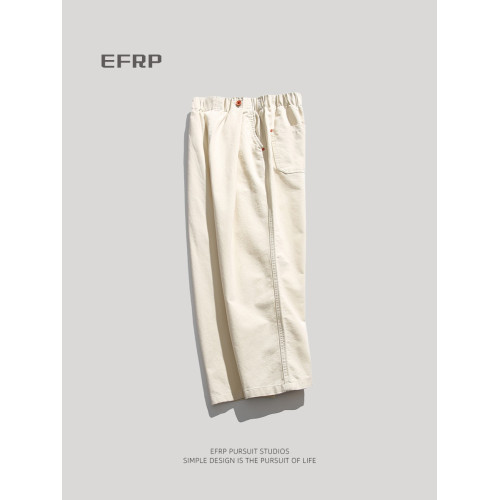 EFRP純色純棉基礎百搭直筒休閒褲男寬鬆褲子春秋款秋季長褲小衆