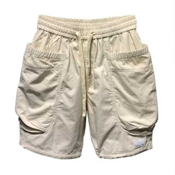 2024年新款大口袋百搭抽繩五分褲男士夏季休閒大碼直筒耐磨髒短褲