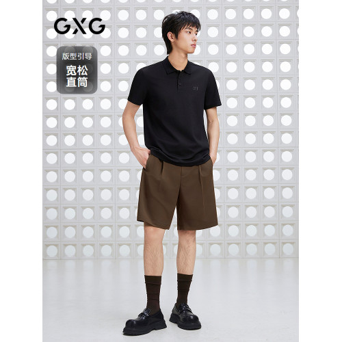 【涼感】GXG男裝 寬鬆直筒西裝短褲通勤冰絲五分褲 2025夏季